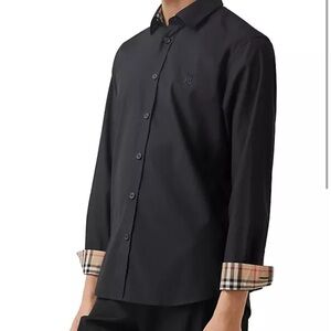 Burberry black shirt with brit sleeves and collar (M)